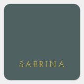 Sticker Carré Plain Modern Minimalist Own Name Dusty Green (Devant)