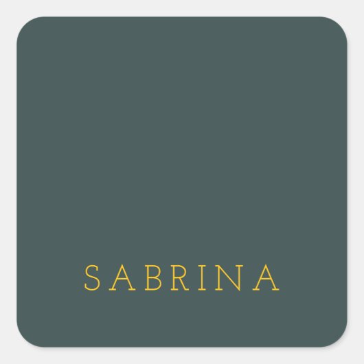 Sticker Carré Plain Modern Minimalist Own Name Dusty Green (Devant)