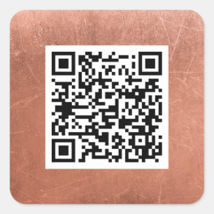 Sticker Carré Plain QR Code Élégant Cuivre Bronze Professionnel