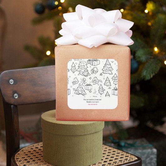 Sticker Carré Plan Coloriage De Noël