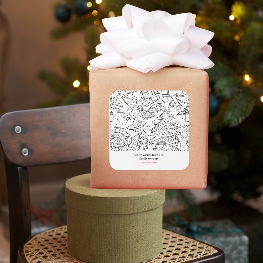 Sticker Carré Plan Coloriage De Noël