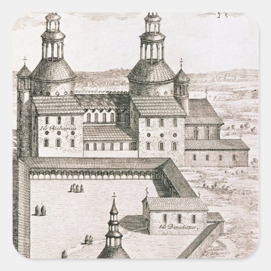 Sticker Carré Plan de l'abbaye bénédictine de Saint-Riquier (Devant)