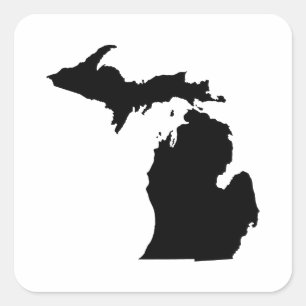 Sticker Carré Plan de l'État du Michigan