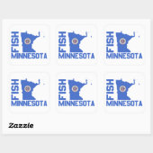 Sticker Carré Plan de l'État du Minnesota de Poisson (Feuille)