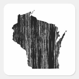 Sticker Carré Plan de l'État du Wisconsin en détresse