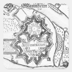 Sticker Carré Plan de Mannheim, Allemagne 1690