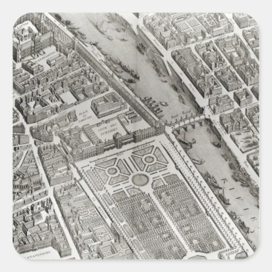 Sticker Carré Plan de Paris, connu sous le nom de Plan de Turgot (Devant)