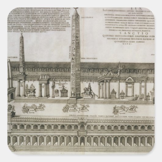 Sticker Carré Plan du Cirque Maximus, Rome, gravé par (Devant)