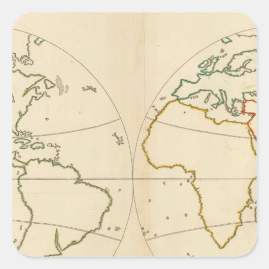 Sticker Carré Plan du monde (Devant)