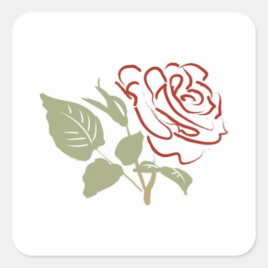 Sticker Carré Plan d'une rose rouge (Devant)