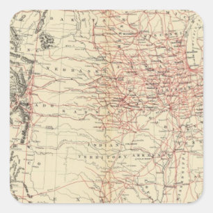Sticker Carré Plan ferroviaire États-Unis