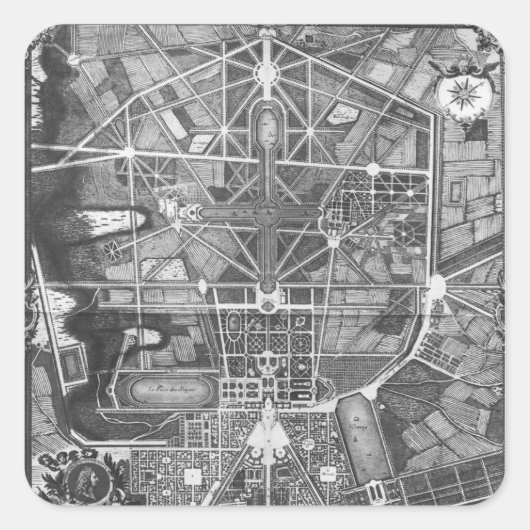 Sticker Carré Plan général de la ville et Château de (Devant)