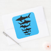 Sticker Carré Plan graphique en silhouette couleur requins (Enveloppe)