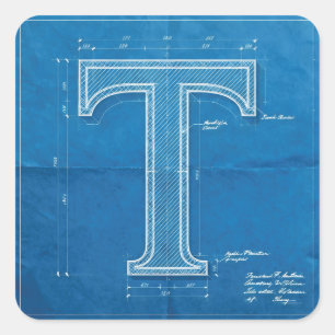 Sticker Carré Plan lettre monogramme T