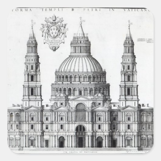 Sticker Carré Plan pour Saint-Pierre, Rome, 1539 (Devant)