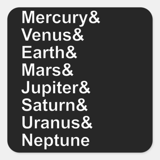 Sticker Carré Planet Names Ampersand - Solar System Planets (Devant)