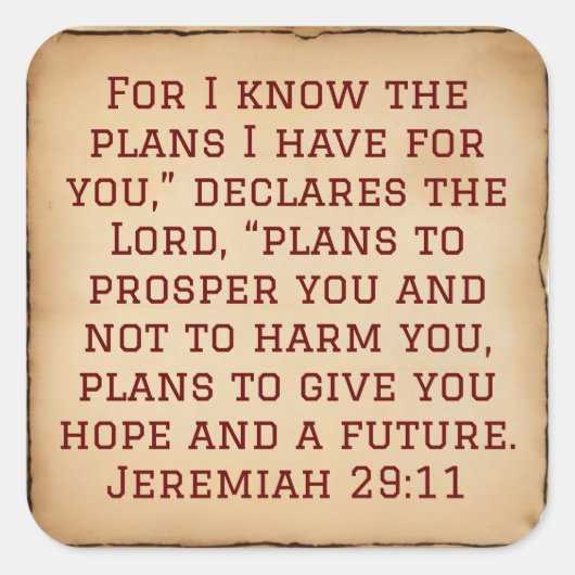 Sticker Carré Plans divins pour la prospérité de l'espoir | Jéré (Devant)