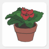 Sticker Carré Plante de fleurs rouges (Devant)