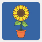 Sticker Carré Plante de tournesol dans un pot (Devant)