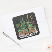 Sticker Carré Plants Not People | Funny Introvert Gardener  (Enveloppe)