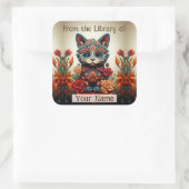 Sticker Carré Plaque avec chat décoratif (Sac)