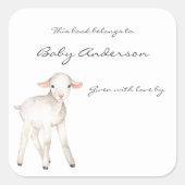 Sticker Carré Plaque baby shower agneau mignon (Devant)