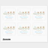 Sticker Carré Plaque Baby shower Bear Blue Train (Feuille)