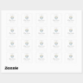 Sticker Carré Plaque-Baby shower Blue Floral (Feuille)
