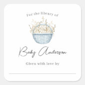 Sticker Carré Plaque-Baby shower Blue Floral (Devant)