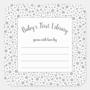 Sticker Carré Plaque-baby shower de gris point neutre genre