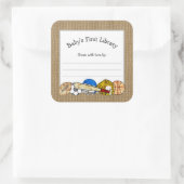 Sticker Carré Plaque-baby shower de sport rustique (Sac)