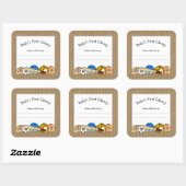 Sticker Carré Plaque-baby shower de sport rustique (Feuille)