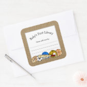 Sticker Carré Plaque-baby shower de sport rustique (Enveloppe)
