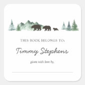 Sticker Carré Plaque Baby shower d'ours (Devant)