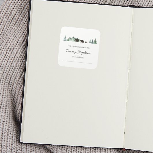 Sticker Carré Plaque Baby shower d'ours