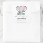 Sticker Carré Plaque Baby shower éléphant (Sac)
