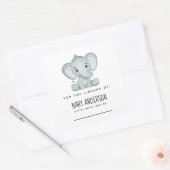 Sticker Carré Plaque Baby shower éléphant (Enveloppe)