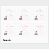 Sticker Carré Plaque baby shower Eléphant Rose (Feuille)