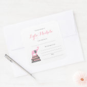Sticker Carré Plaque baby shower Eléphant Rose (Enveloppe)