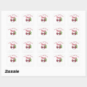 Sticker Carré Plaque-Baby shower en cerisier d'aquarelle (Feuille)