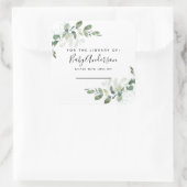 Sticker Carré Plaque Baby shower Eucalyptus (Sac)