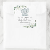 Sticker Carré Plaque Baby shower Eucalyptus Elephant (Sac)