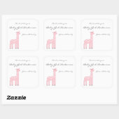 Sticker Carré Plaque Baby shower Girl Giraffe (Feuille)