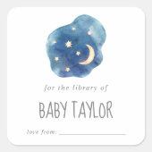 Sticker Carré Plaque Baby shower Lune et Étoiles (Devant)