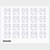 Sticker Carré Plaque Baby shower papillon, livres pour bébé (Feuille)