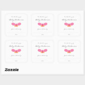Sticker Carré Plaque baby shower papillon rose (Feuille)