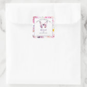 Sticker Carré Plaque Baby shower papillon violet (Sac)
