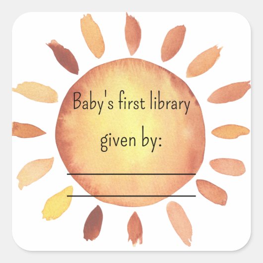 Sticker Carré Plaque baby shower Sunshine (Devant)