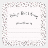 Sticker Carré Plaque bibliothèque à cadre léopard rose gris (Devant)