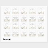 Sticker Carré Plaque blanche baby shower Floral (Feuille)